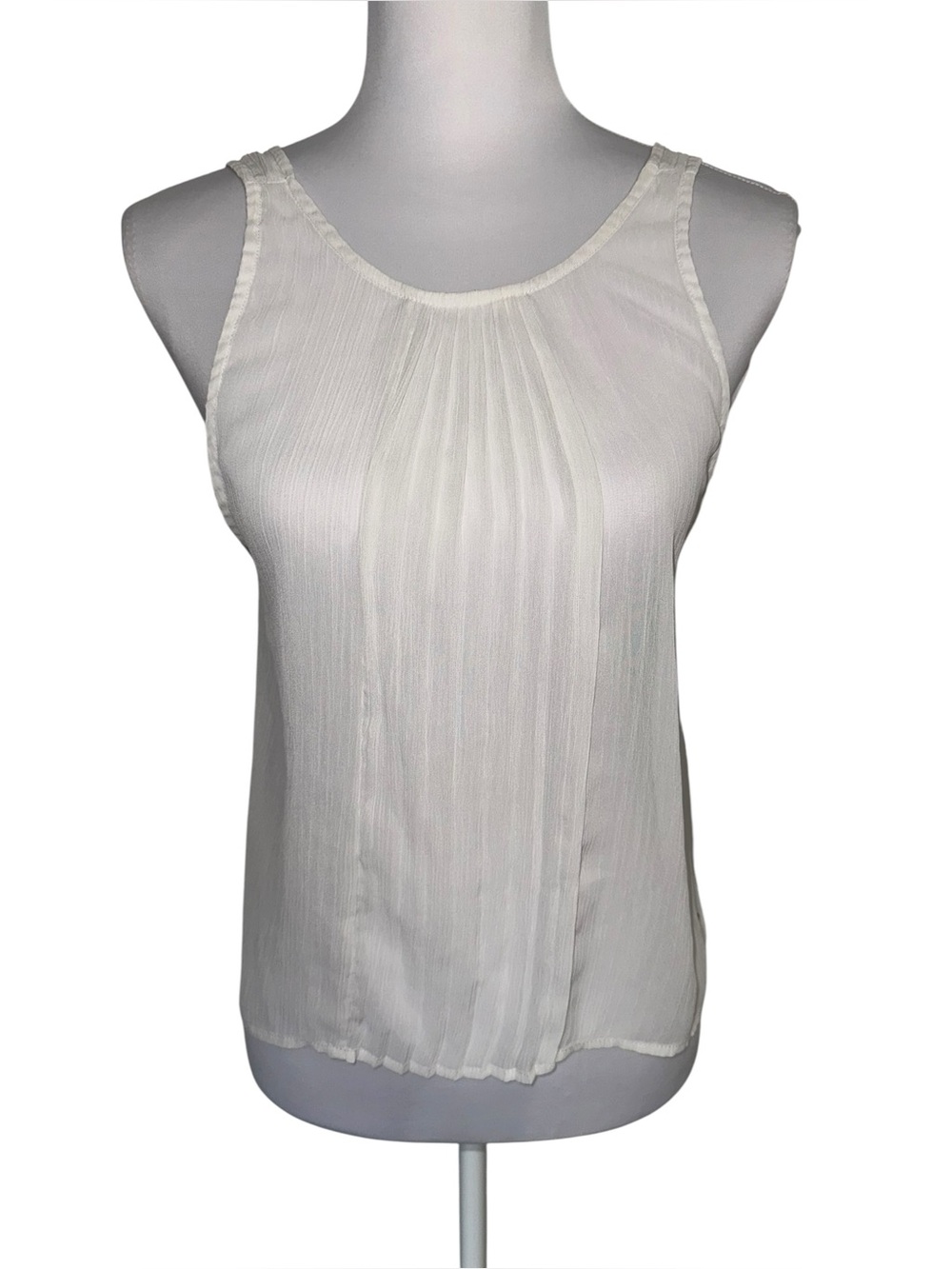 Hollister XS White Sheer Crinkle Babydoll‎ Tank Top Sleeveless Sheer Boho Y2K
